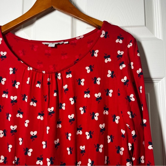 BODEN Red Floral Women's Jersey Knit Dress Size 16L - Picture 3 of 7